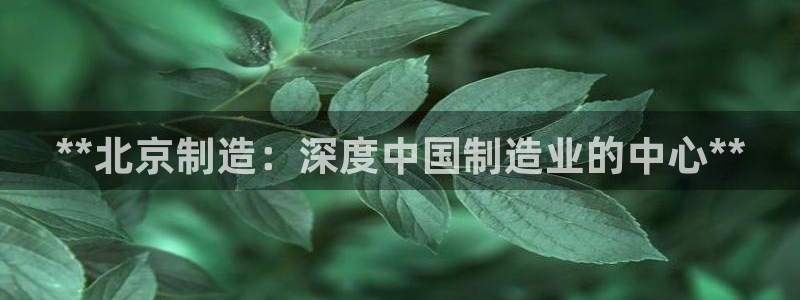 彩神用户登录：**北京制造：深度中国制造业的中心**