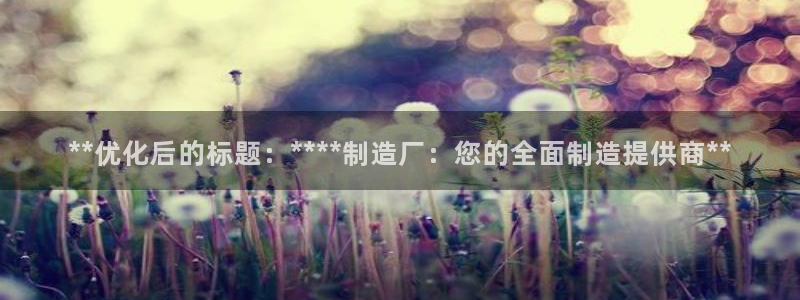 彩神v8首页：**优化后的标题：****制造厂：您的全面制造提供商**